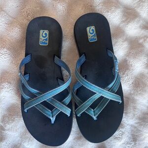 Teva Blue and Green Women's Flip Flops